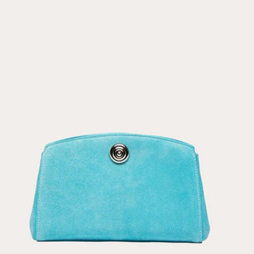 Minimal Suede Mandala Metal Push Lock Clutch Bag