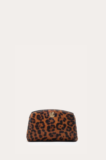 Leopard Print Haircalf Metal Snap Clutch Bag