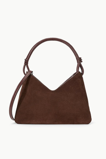 Minimal V-Cut Suede Shoulder Bag