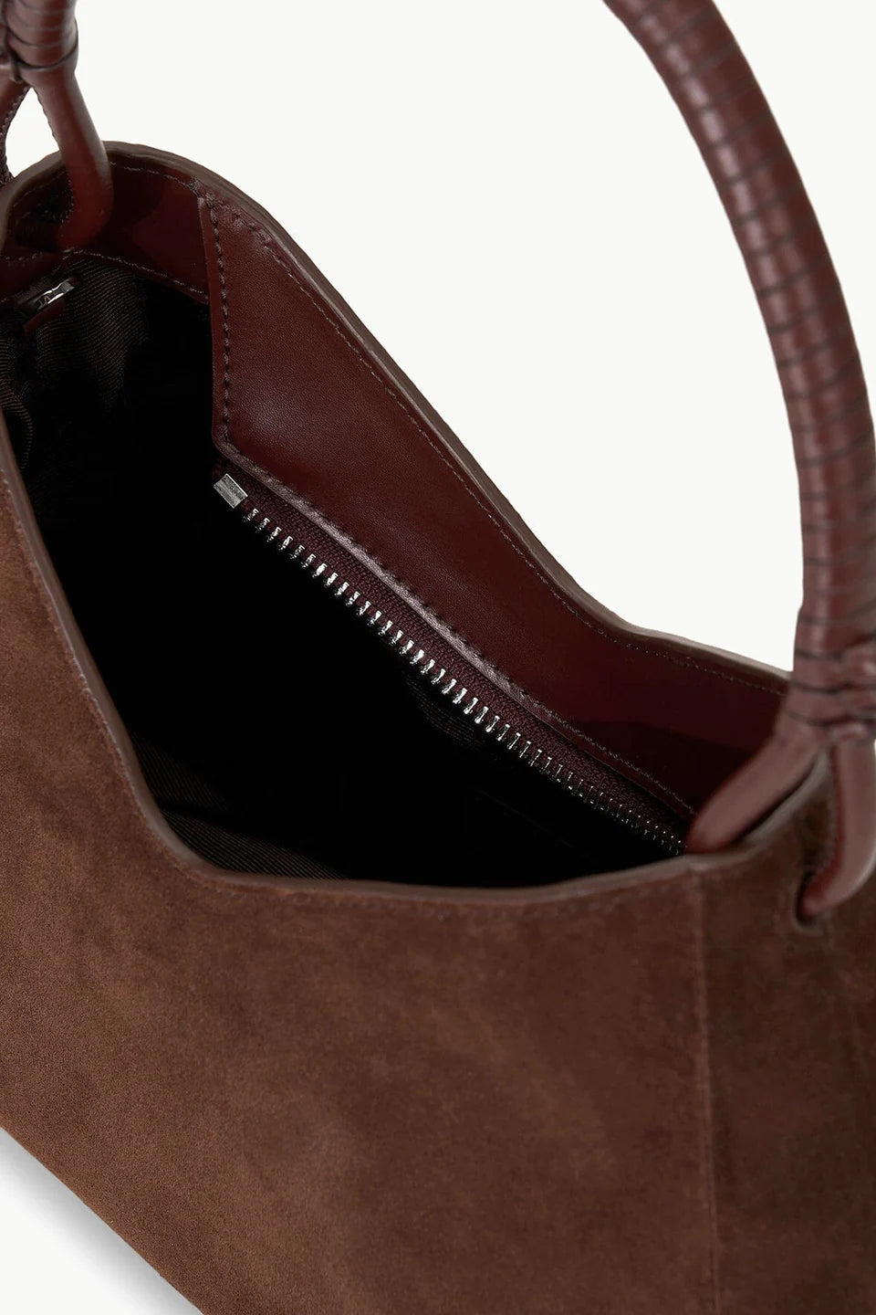 Minimal V-Cut Suede Shoulder Bag