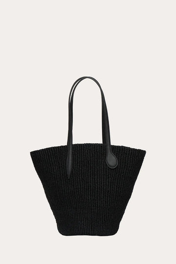 Hand Woven Sisal Bucket Tote Dual Sprout Leather Handles