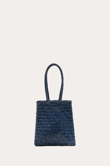 Hand Braided Vegetable Tanned Leather Flat Basket Bag