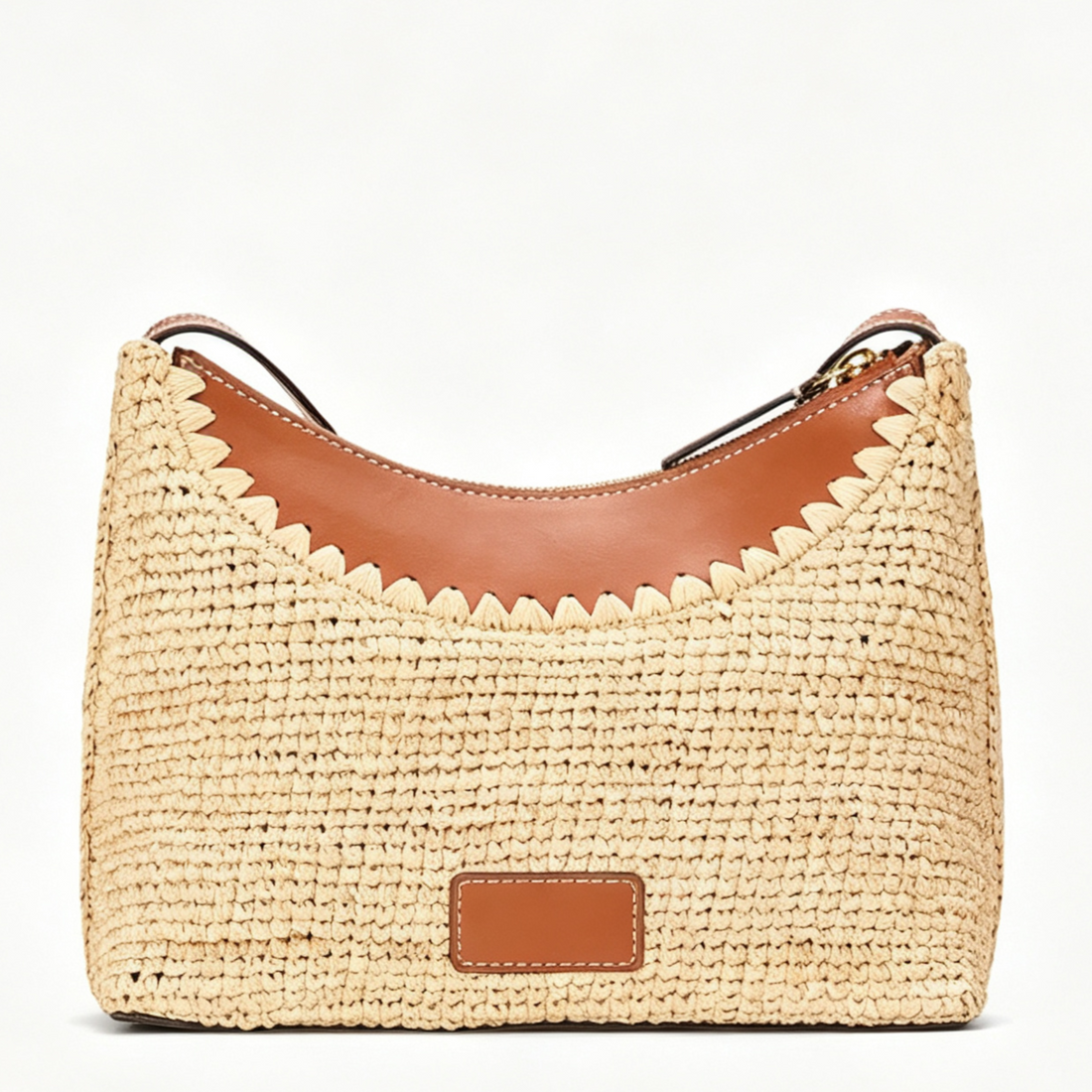 Square Woven Raffia Shoulder Bag